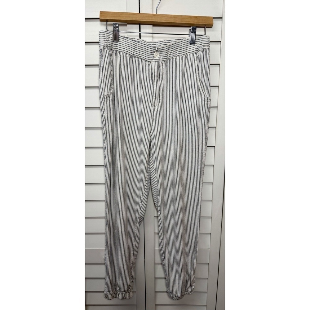 Thread & Supply Striped Organic Linen Jogger Pants Coastal Women's Size Medium